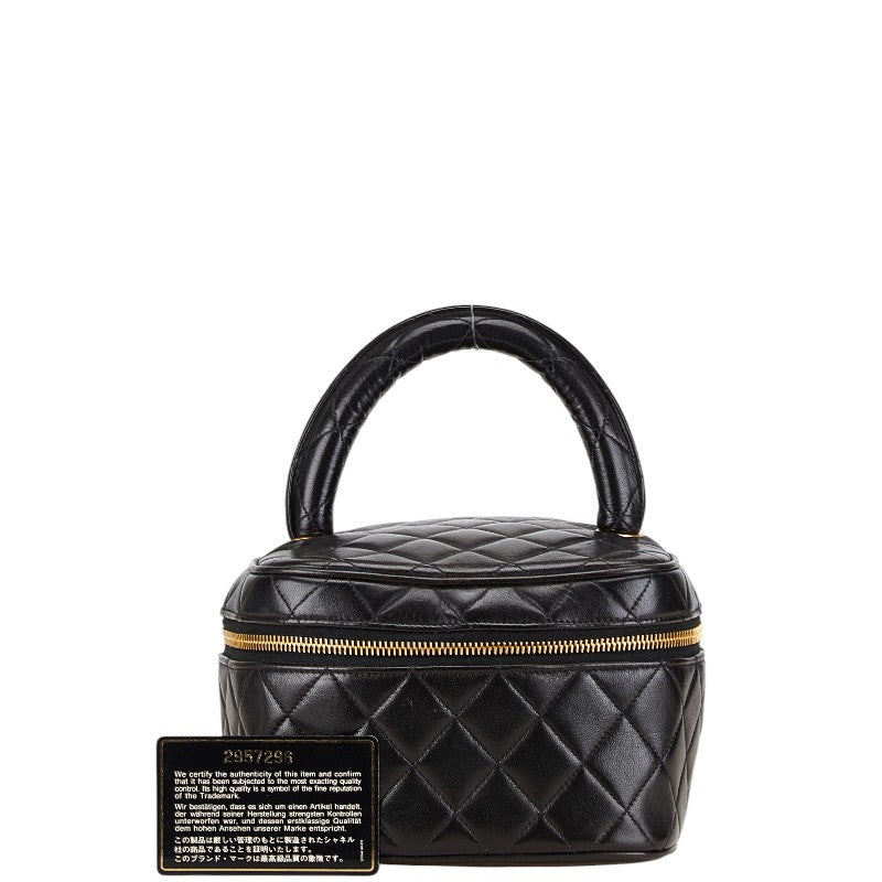シャネル マトラッセ ココマーク バニティバッグ ブラック ラムスキン レディース CHANEL 【中古】