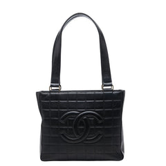 シャネル ココマーク チョコバー トートバッグ ショルダーバッグ ブラック ラムスキン レディース CHANEL 【中古】