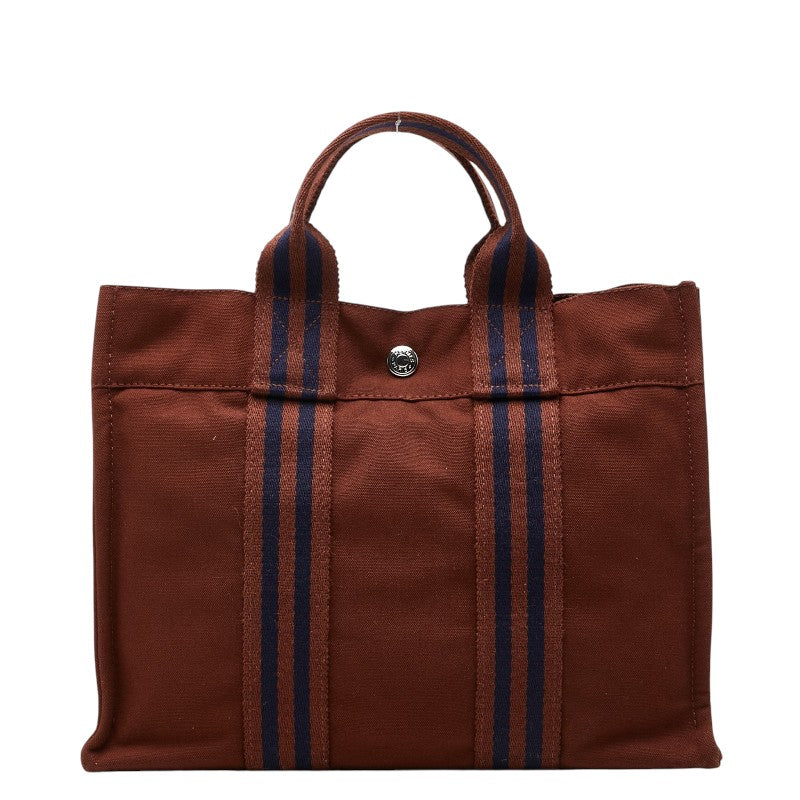 エルメス フールトゥPM トートバッグ ブラウン キャンバス レディース HERMES 【中古】