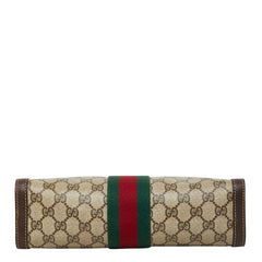 グッチ GGスプリーム オールドグッチ シェリーライン クラッチバッグ セカンドバッグ ベージュ ブラウン PVC レザー レディース GUCCI 【中古】