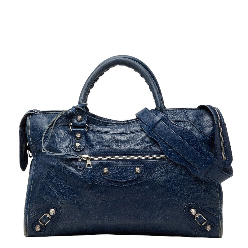 バレンシアガ ジャイアントシティ ハンドバッグ ショルダーバッグ 2WAY 281770 ブルー レザー レディース BALENCIAGA 【中古】