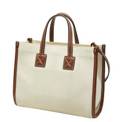 バーバリー ミニ フレヤ ハンドバッグ ショルダーバッグ 8044143 アイボリー ブラウン キャンバス レザー レディース BURBERRY 【中古】