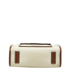 バーバリー ミニ フレヤ ハンドバッグ ショルダーバッグ 8044143 アイボリー ブラウン キャンバス レザー レディース BURBERRY 【中古】