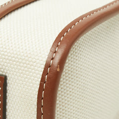 バーバリー ミニ フレヤ ハンドバッグ ショルダーバッグ 8044143 アイボリー ブラウン キャンバス レザー レディース BURBERRY 【中古】