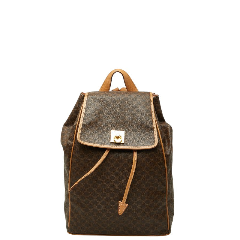 セリーヌ マカダム リュック バックパック M161 ブラウン PVC レザー レディース CELINE 【中古】