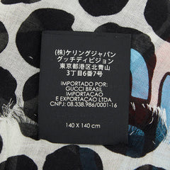 グッチ ドット柄 いちご スカーフ 大判 ブラック ホワイト マルチカラー レーヨン シルク レディース GUCCI 【中古】