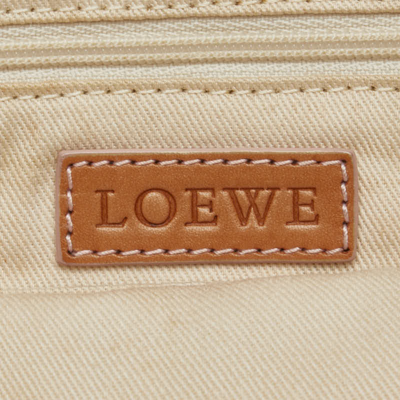 ロエベ アナグラム ショルダーバッグ 290605 ベージュ ブラウン キャンバス レザー レディース LOEWE 【中古】