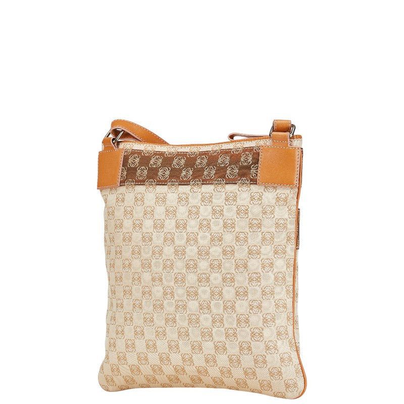 ロエベ アナグラム ショルダーバッグ 290605 ベージュ ブラウン キャンバス レザー レディース LOEWE 【中古】