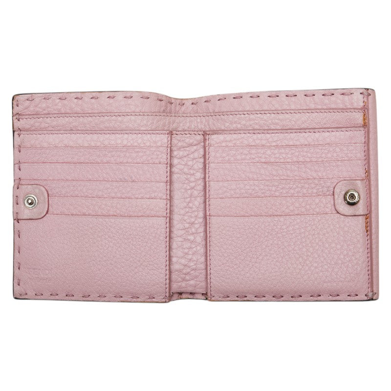 フェンディ セレリア ピーカブー 二つ折り財布 ピンク レザー レディース FENDI 【中古】