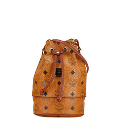 エム シー エム ヴィセトス ロゴグラム ショルダーバッグ 巾着 ブラウン レザー レディース MCM 中古