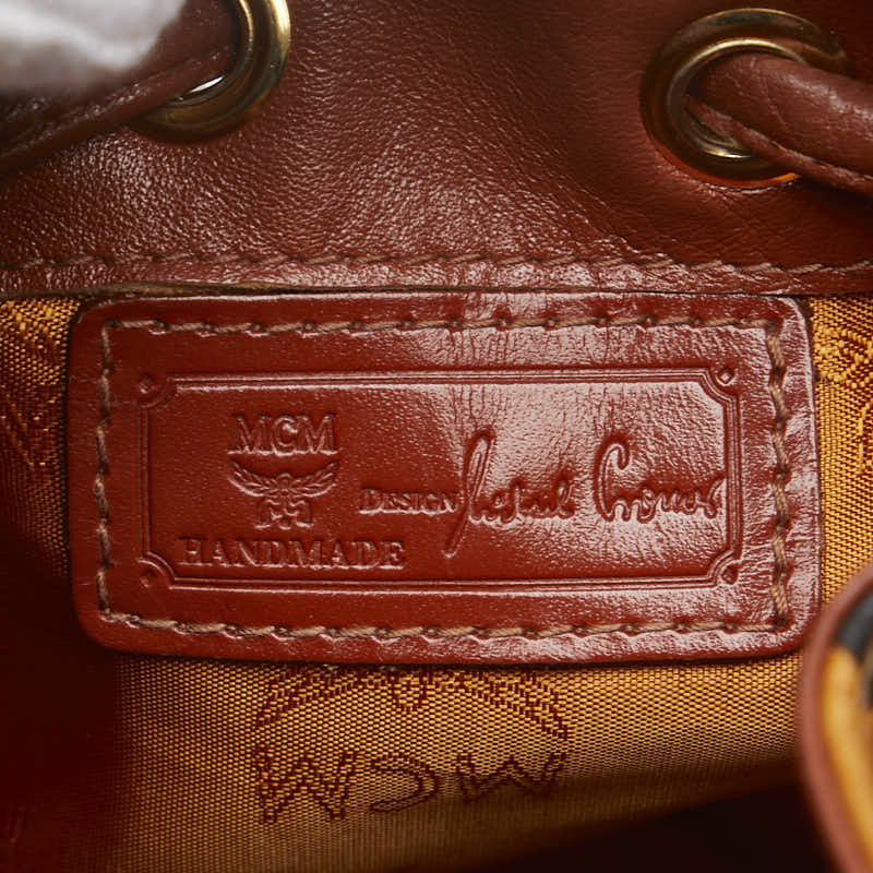 エム シー エム ヴィセトス ロゴグラム ショルダーバッグ 巾着 ブラウン レザー レディース MCM 【中古】