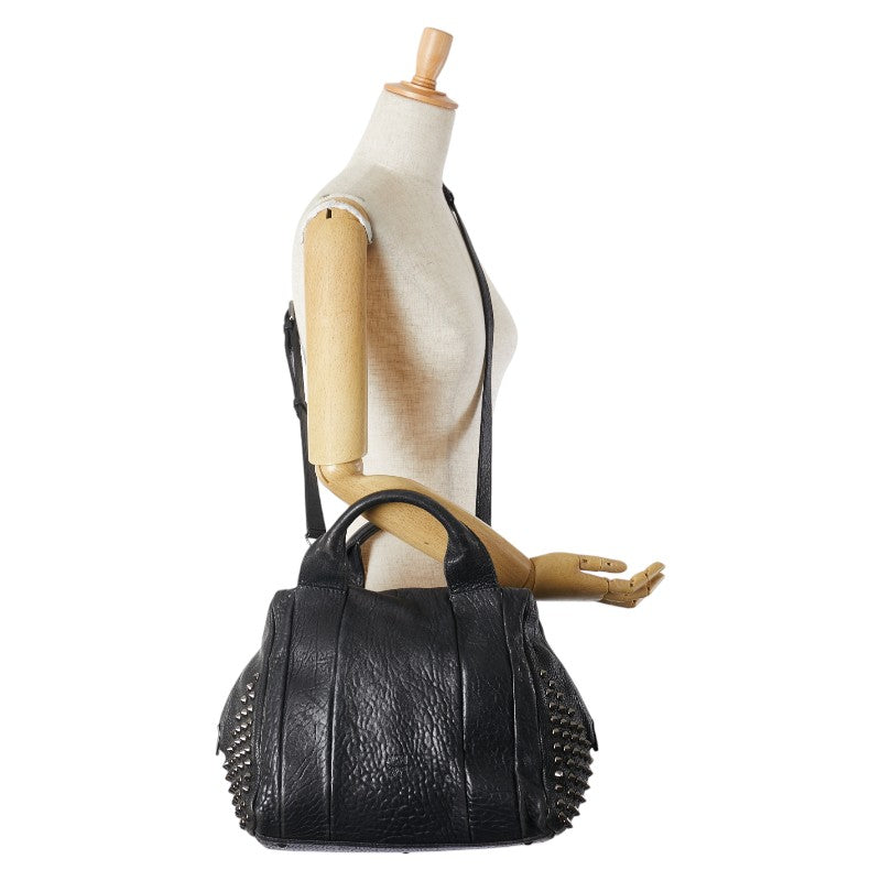 エム シー エム スタッズ ハンドバッグ ショルダーバッグ 2WAY ブラック レザー レディース MCM 【中古】