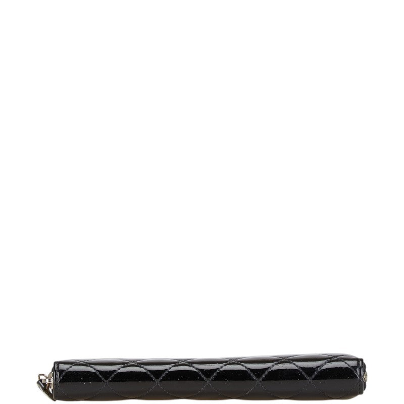 シャネル ブリリアント マトラッセ ココマーク ラウンドファスナー 長財布 ブラック エナメル レディース CHANEL 【中古】