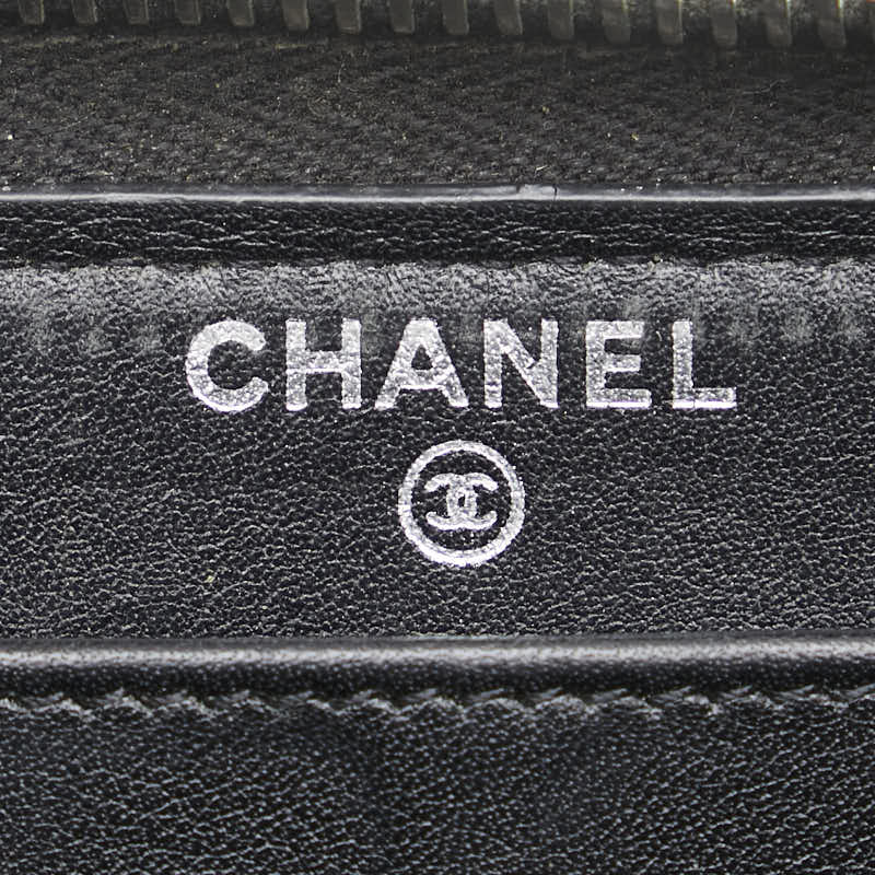 シャネル ブリリアント マトラッセ ココマーク ラウンドファスナー 長財布 ブラック エナメル レディース CHANEL 【中古】