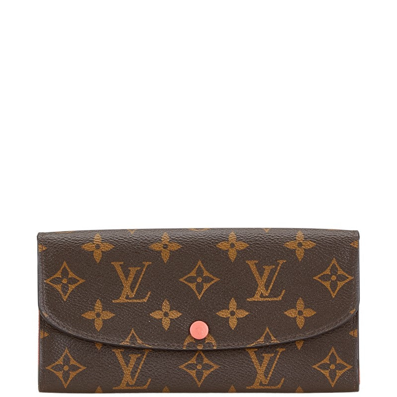 ルイ ヴィトン モノグラム ポルトフォイユ エミリー 長財布 M60696 ピモン ブラウン PVC レザー レディース LOUIS VUITTON 【中古】