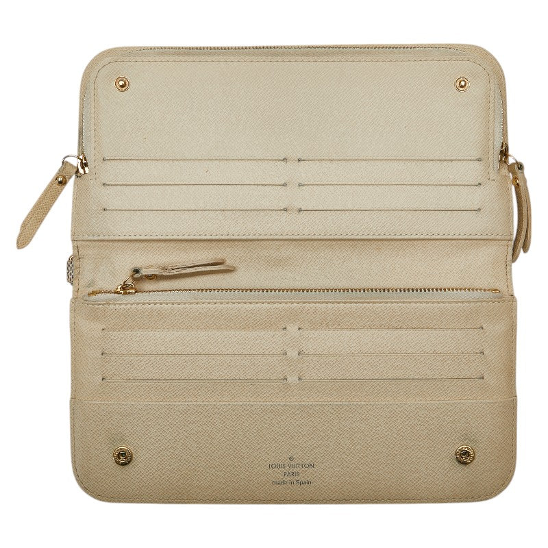 ルイ ヴィトン ダミエ アズール ポルトフォイユ アンソリット 長財布 N63072 ホワイト レザー レディース LOUIS VUITTON 【中古】