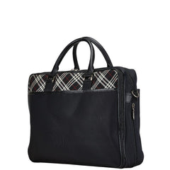 バーバリー ノバチェック ビジネスバッグ ブラック ナイロン レザー レディース BURBERRY 【中古】