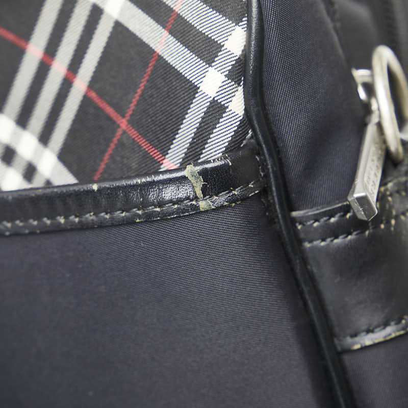 バーバリー ノバチェック ビジネスバッグ ブラック ナイロン レザー レディース BURBERRY 【中古】