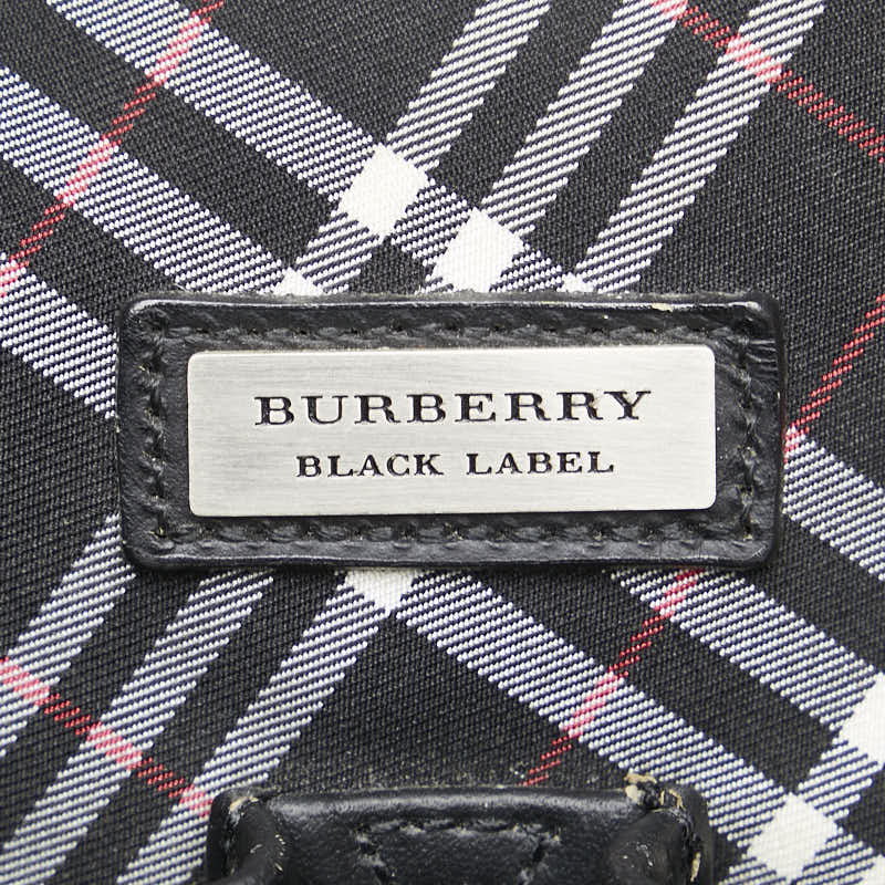 バーバリー ノバチェック ビジネスバッグ ブラック ナイロン レザー レディース BURBERRY 【中古】
