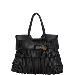 アルマーニ フリンジ トートバッグ ブラック レザー レディース ARMANI 【中古】