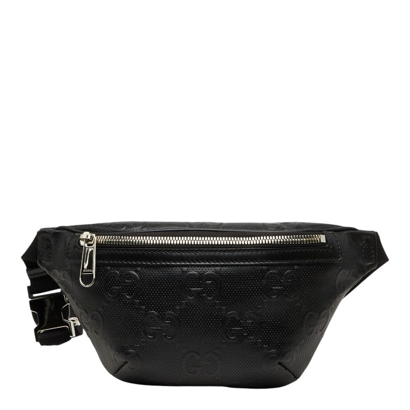 グッチ GGエンボス ボディバッグ ウエストバッグ 658582 ブラック レザー レディース GUCCI 【中古】