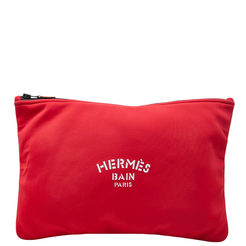 エルメス ネオバンGM ポーチ クラッチバッグ レッド ホワイト ポリアミド/エラスタン レディース HERMES 【中古】