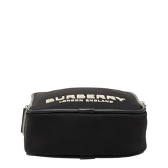 バーバリー ロゴ パディ 斜め掛け ショルダーバッグ ブラック ナイロン レザー レディース BURBERRY 【中古】