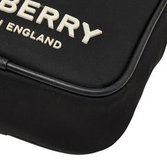 バーバリー ロゴ パディ 斜め掛け ショルダーバッグ ブラック ナイロン レザー レディース BURBERRY 【中古】