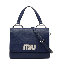 ミュウ ミュウ ハンドバッグ ショルダーバッグ 2WAY ブルー レザー レディース Miu Miu 【中古】