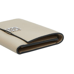 ロエベ アナグラム 三つ折り財布 ベージュ系 レザー レディース LOEWE 【中古】
