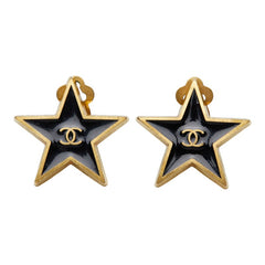 シャネル ココマーク スターモチーフ イヤリング 01P刻印 ブラック ゴールド メッキ レディース CHANEL 【中古】