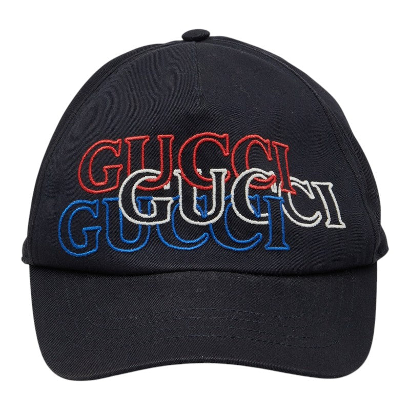 グッチ ロゴ ベースボールキャップ サイズM 788548 ブラック コットン レーヨン メンズ GUCCI 【中古】
