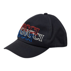 グッチ ロゴ ベースボールキャップ サイズM 788548 ブラック コットン レーヨン メンズ GUCCI 【中古】