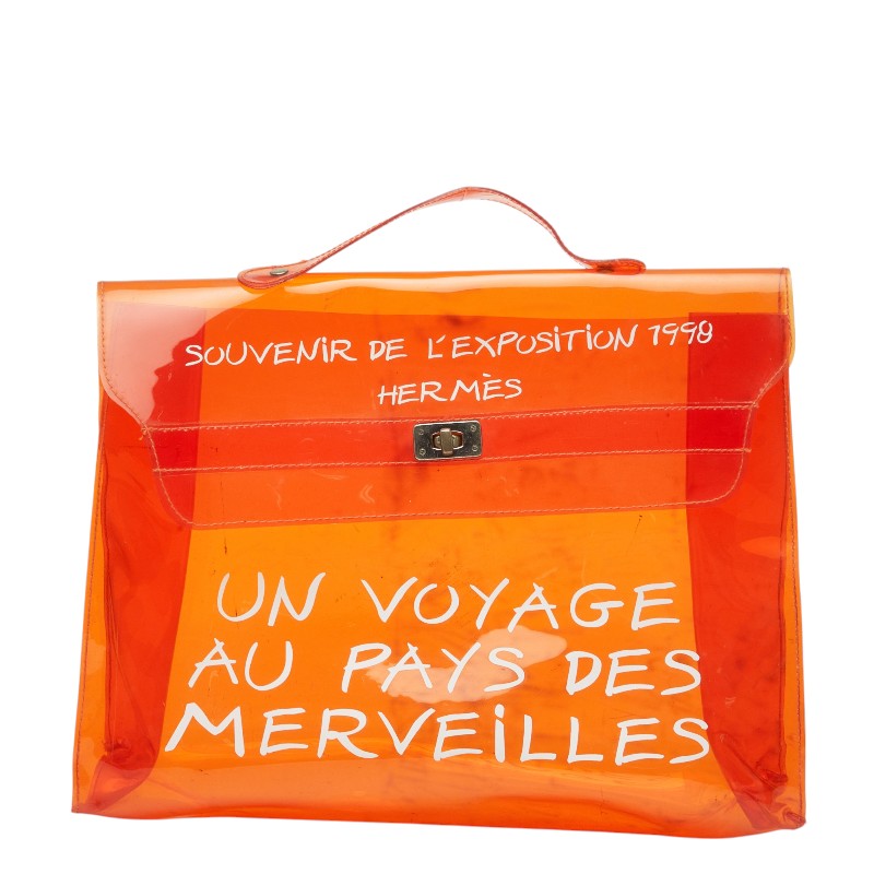 エルメス ビニールケリー トートバッグ オレンジ ゴールド金具 ビニール レディース HERMES 【中古】