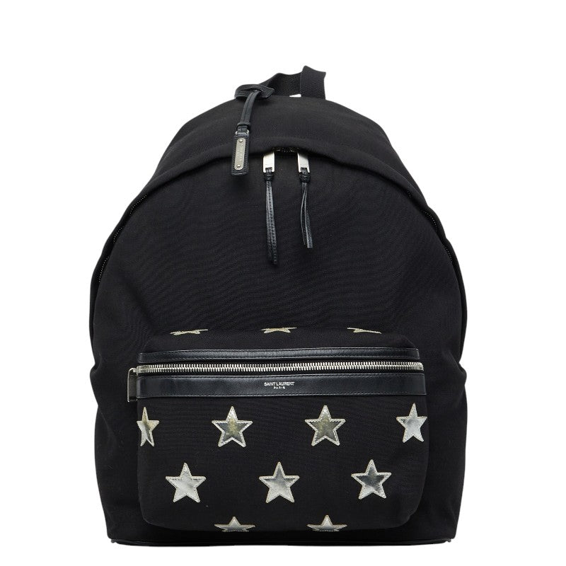 サンローラン シティ リュック バックパック 534968 ブラック キャンバス レザー レディース SAINT LAURENT 【中古】