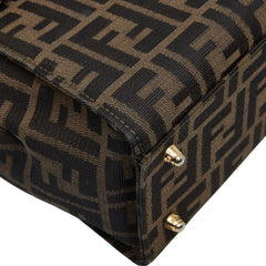 フェンディ ズッカ ハンドバッグ ショルダーバッグ 2WAY ブラウン キャンバス レザー レディース FENDI 【中古】
