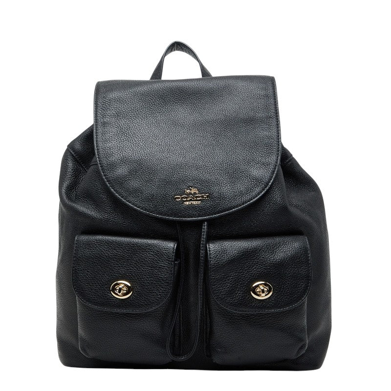 コーチ ペブルド リュック バックパック F37410 ブラック レザー レディース COACH 【中古】