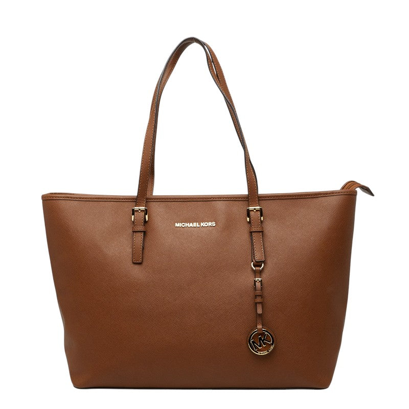 マイケルコース ロゴ トートバッグ ハンドバッグ ブラウン PVC レザー レディース Michael Kors 【中古】