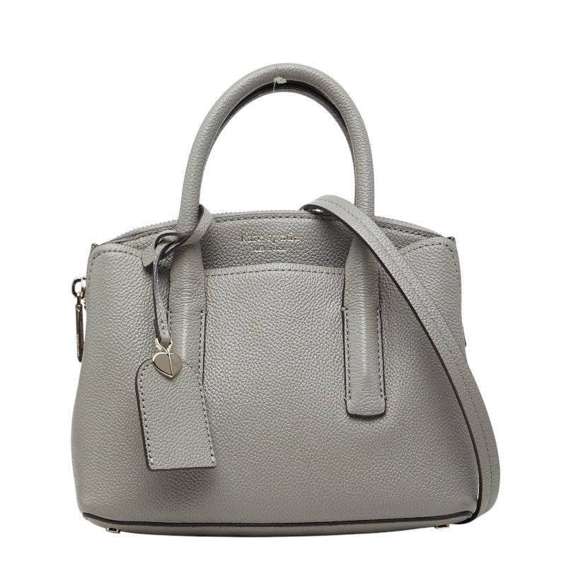 ケイトスペード ロゴ ミニ ハンバーグ ショルダーバッグ 斜めかけ 2WAY グレー レザー レディース Kate Spade 【中古】