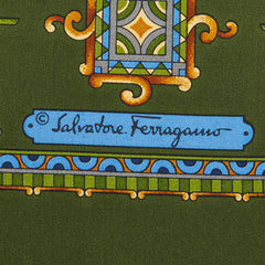 サルヴァトーレフェラガモ チーター レオパード スカーフ グリーン ブルー マルチカラー シルク レディース Salvatore Ferragamo 【中古】