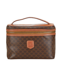 セリーヌ マカダム バニティバッグ ハンドバッグ ポーチ ブラウン PVC レザー レディース CELINE 【中古】