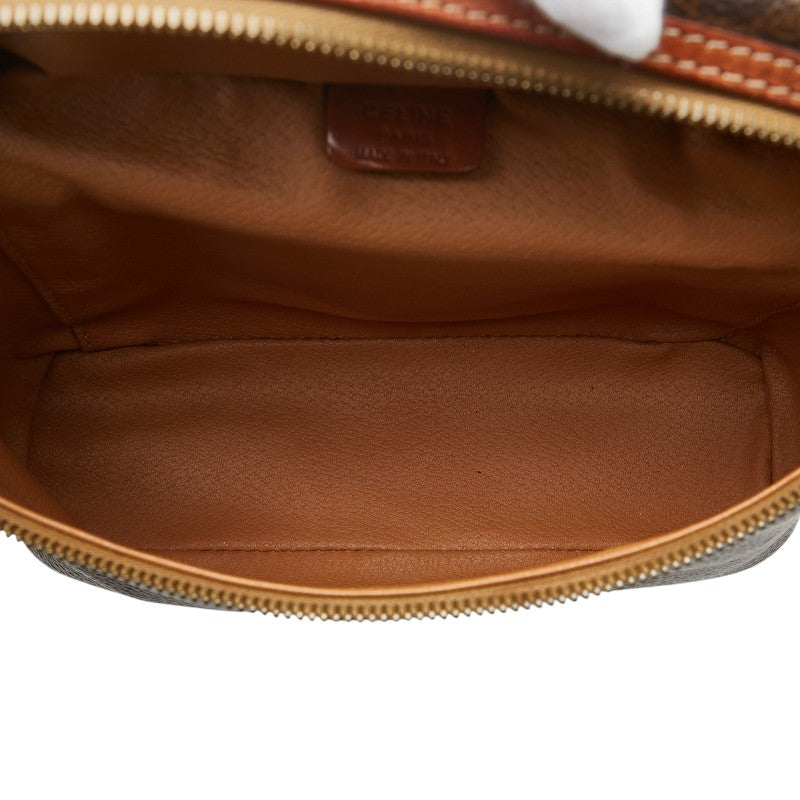 セリーヌ マカダム バニティバッグ ハンドバッグ ポーチ ブラウン PVC レザー レディース CELINE 【中古】