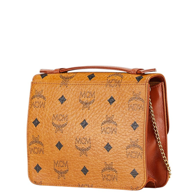 エム シー エム ヴィセトス ロゴグラム チェーン ショルダーグ ハンドバッグ 2WAY ブラウン PVC レディース MCM 【中古】