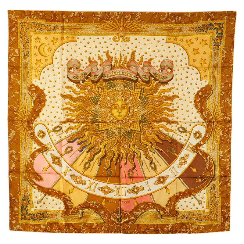 エルメス カレ90 GLORIA SOLI 栄光の日 スカーフ イエロー マルチカラー シルク レディース HERMES 【中古】