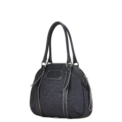 ロエベ アナグラム ハンドバッグ ブラック キャンバス レザー レディース LOEWE 【中古】