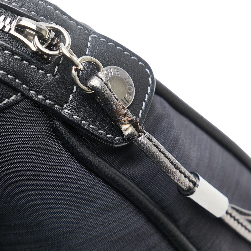 ロエベ アナグラム ハンドバッグ ブラック キャンバス レザー レディース LOEWE 【中古】