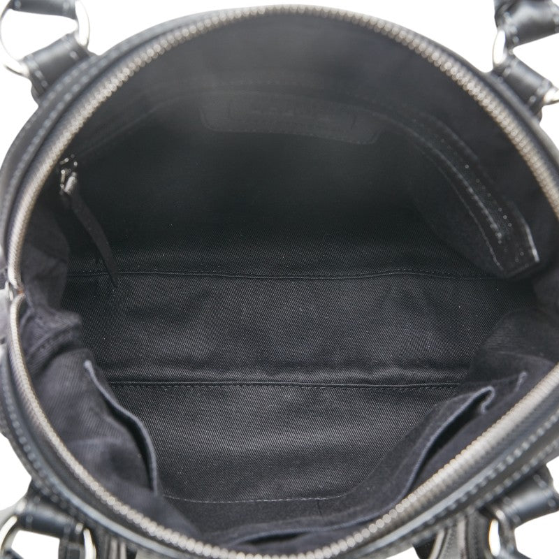 ロエベ アナグラム ハンドバッグ ブラック キャンバス レザー レディース LOEWE 【中古】