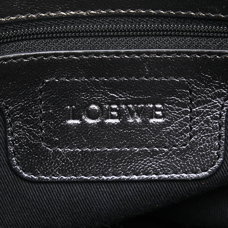 ロエベ アナグラム ハンドバッグ ブラック キャンバス レザー レディース LOEWE 【中古】