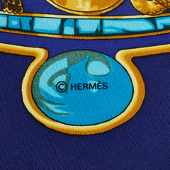 エルメス カレ90 Caty 古代エジプト スカラベ柄 スカーフ ブルー マルチカラー シルク レディース HERMES 【中古】