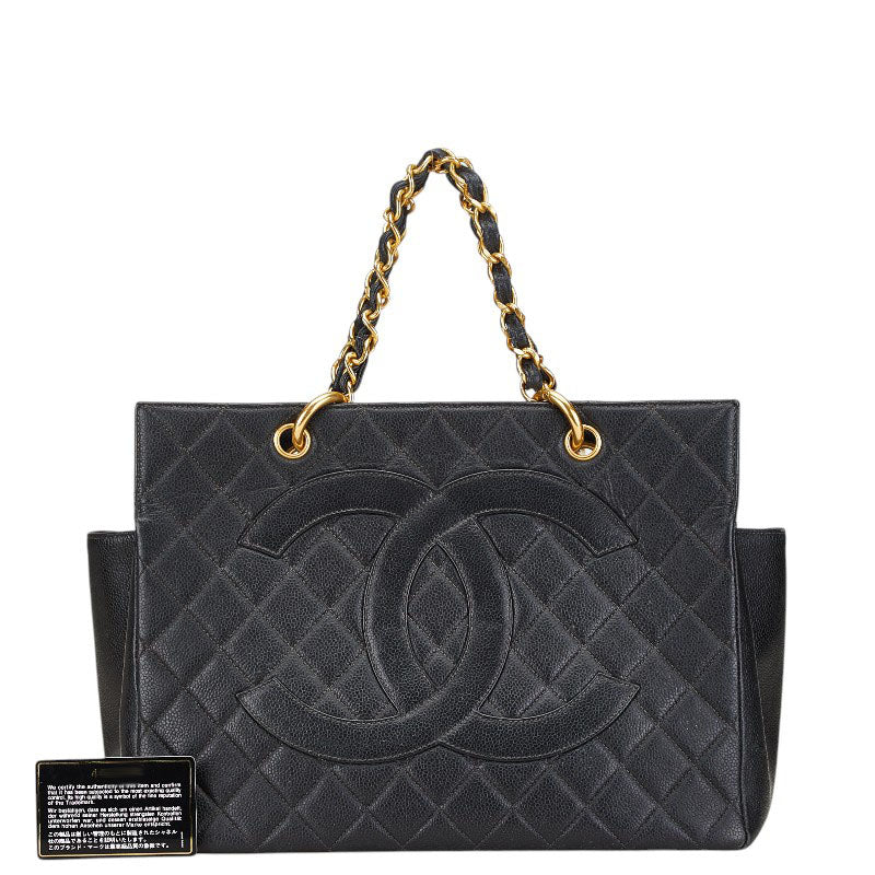 シャネル マトラッセ ココマーク チェーン ハンドバッグ トートバッグ ブラック キャビアスキン レディース CHANEL 【中古】